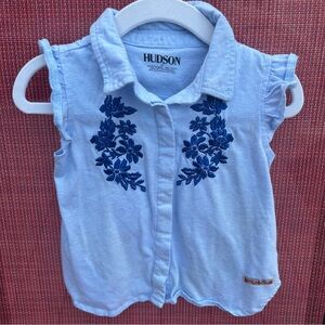 🍭Hudson Jeans Kids Light Blue Embroidered Button Down Shirt